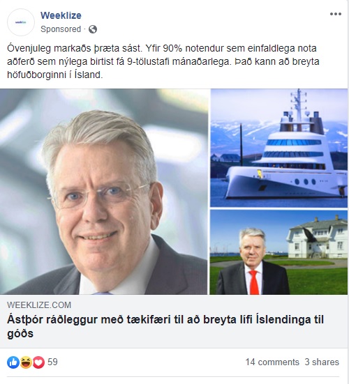 Dæmi um auglýsingu þar sem nafn Ástþórs hefur verið notað í óleyfi. 