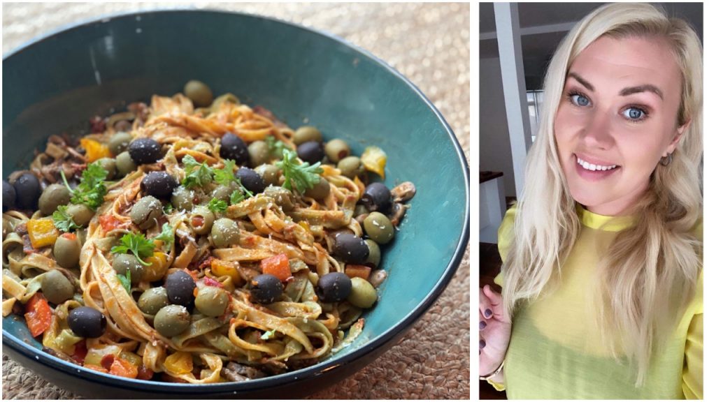 Pasta og blómlegt salat að hætti Unu DV