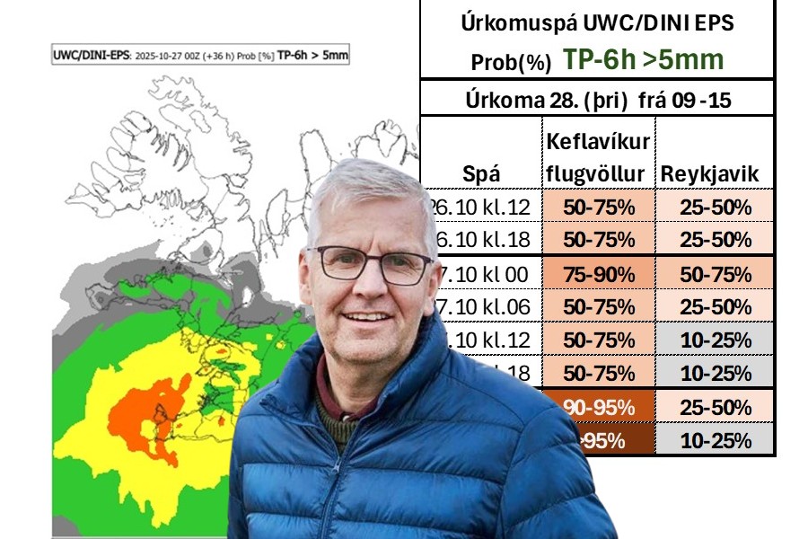 Einar segir veðurspárnar hafa brugðist – „Mikil vonbrigði þessa vangeta reiknilíkananna og verulegt umhugsunarefni“