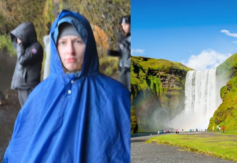 Skildi ekkert í fáklæddu konunni við Skógafoss