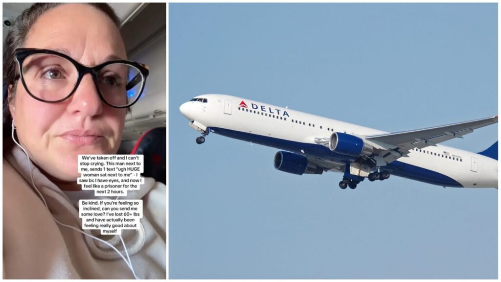 Brotnaði niður þegar hún sá skilaboðin sem sessunautur hennar skrifaði um hana