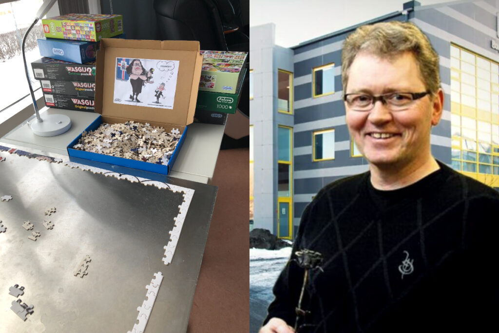 Starfsfólki Borgarholtsskóla blöskri púsluspil sem skólameistari hafi komið fyrir í setustofu