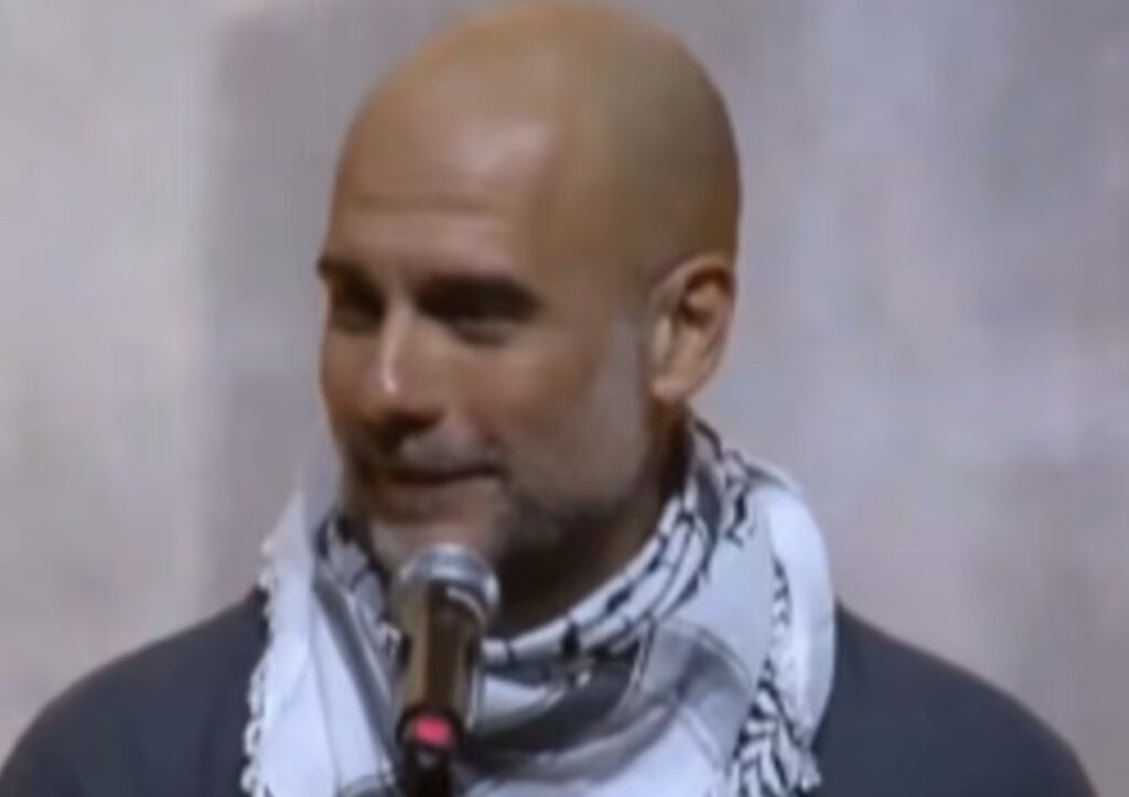 Guardiola flaug til Barcelona í gær til að halda ræðu fyrir börnin í Palestínu – Kallar eftir aðgerðum