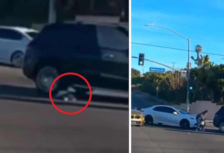 Óhugnanlegt myndband sýnir þegar ungbarn datt úr bíl á ferð