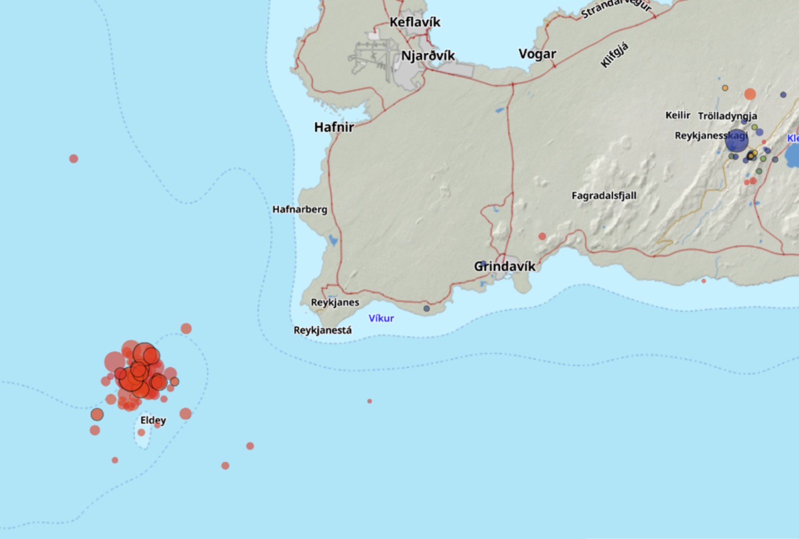 Áköf jarðskjálftahrina við Eldey